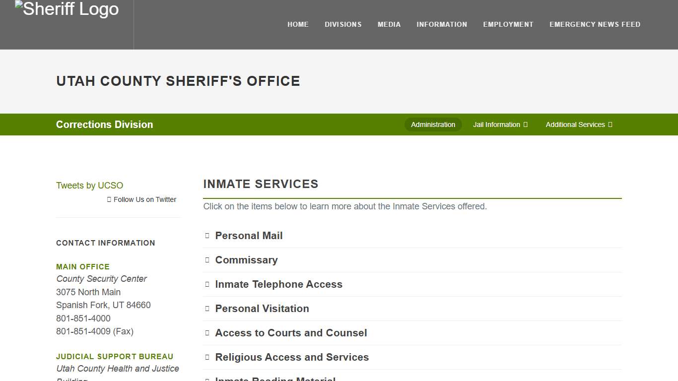 Utah County Sheriff's Office Inmate Services